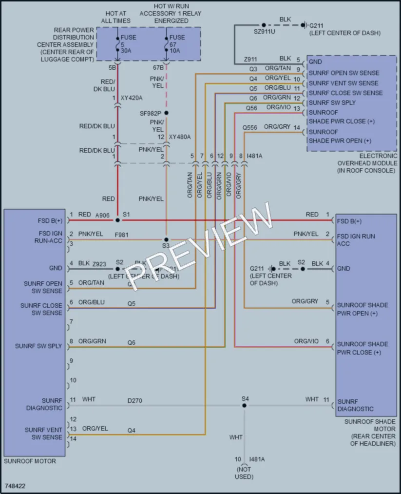 2021 Chrysler 300 Power Top Sunroof wiring diagram preview