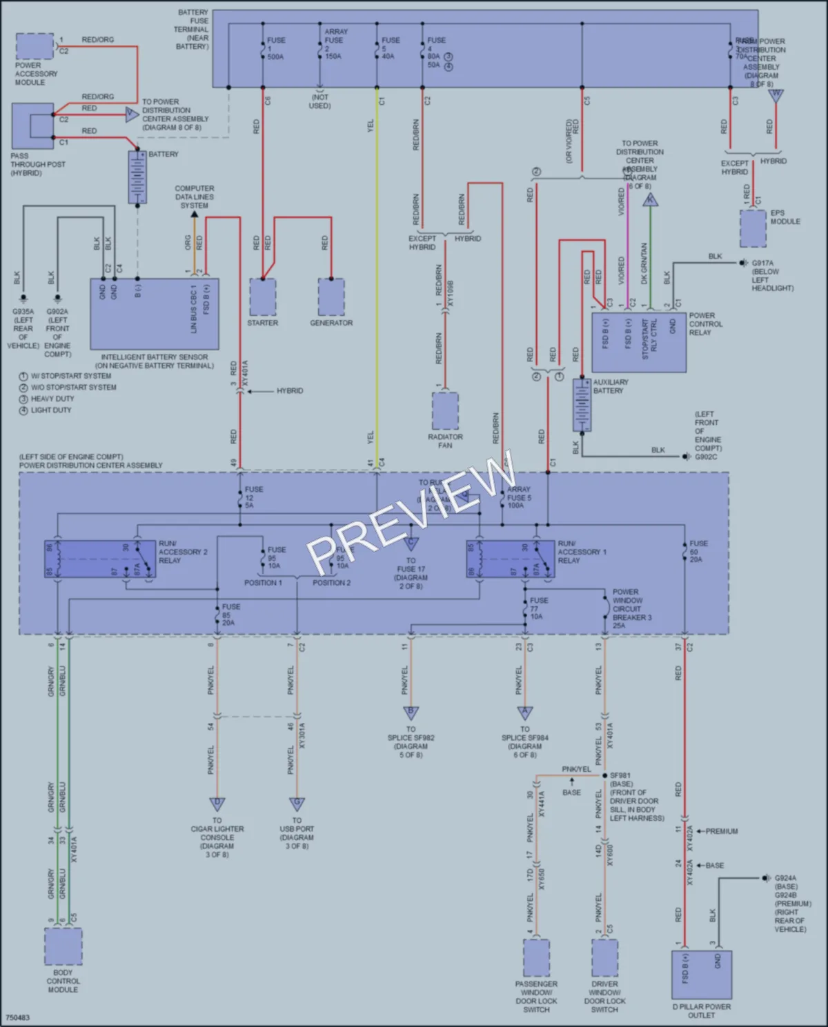 2021 Chrysler PacificaHybrid Power Distribution wiring diagram preview