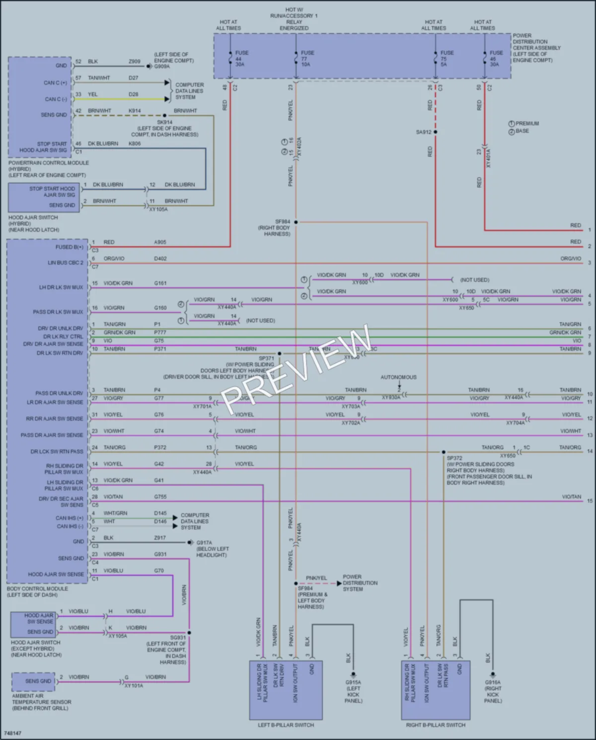 2021 Chrysler PacificaHybrid Power Door Locks wiring diagram preview