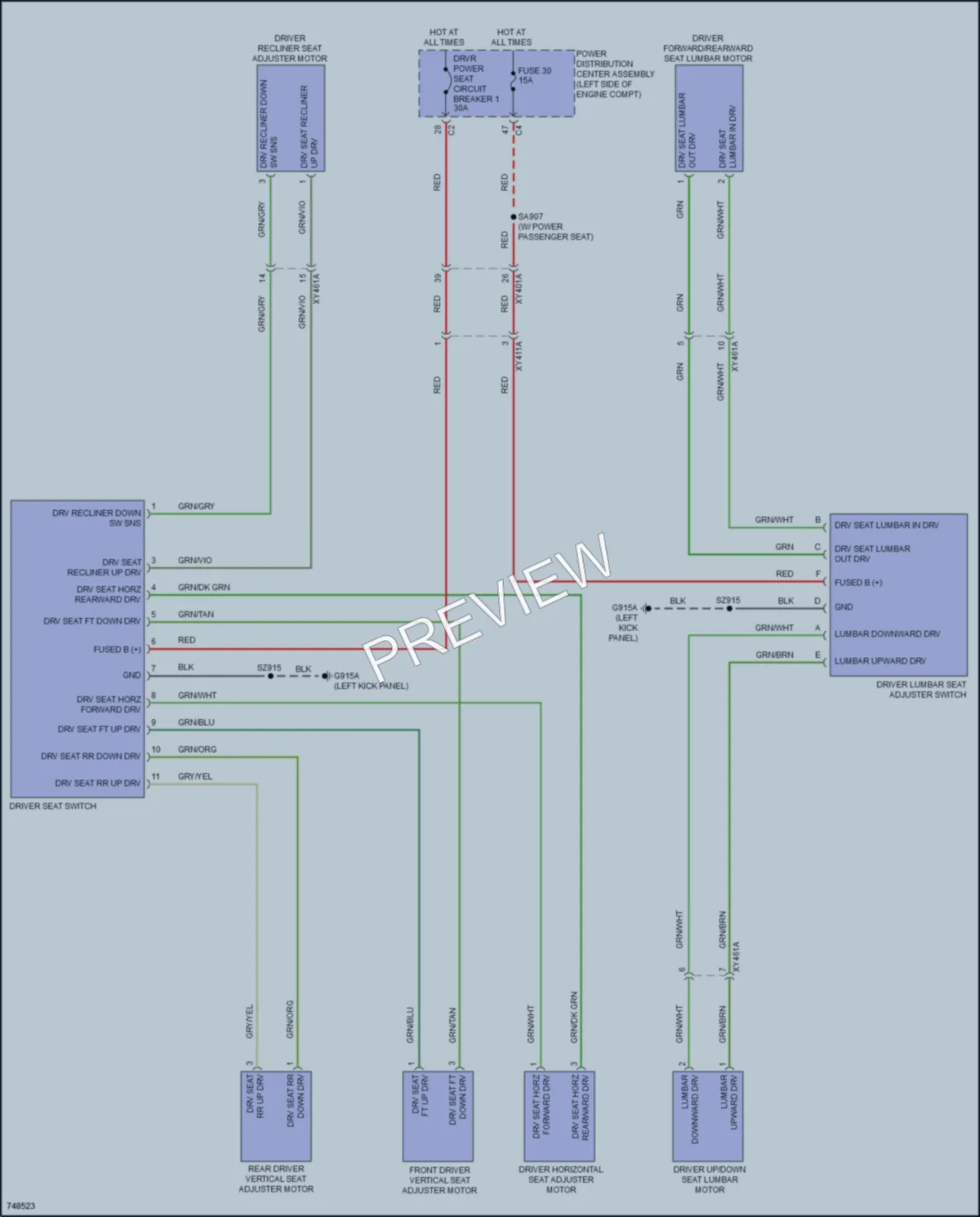 2021 Chrysler PacificaHybrid Power Seats wiring diagram preview