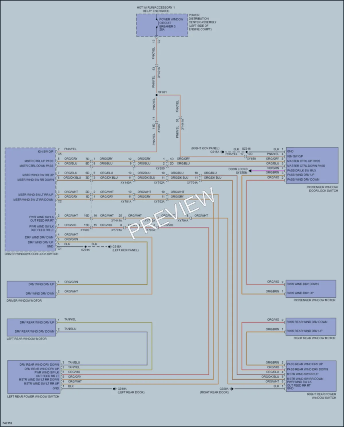 2021 Chrysler PacificaHybrid Power Windows wiring diagram preview