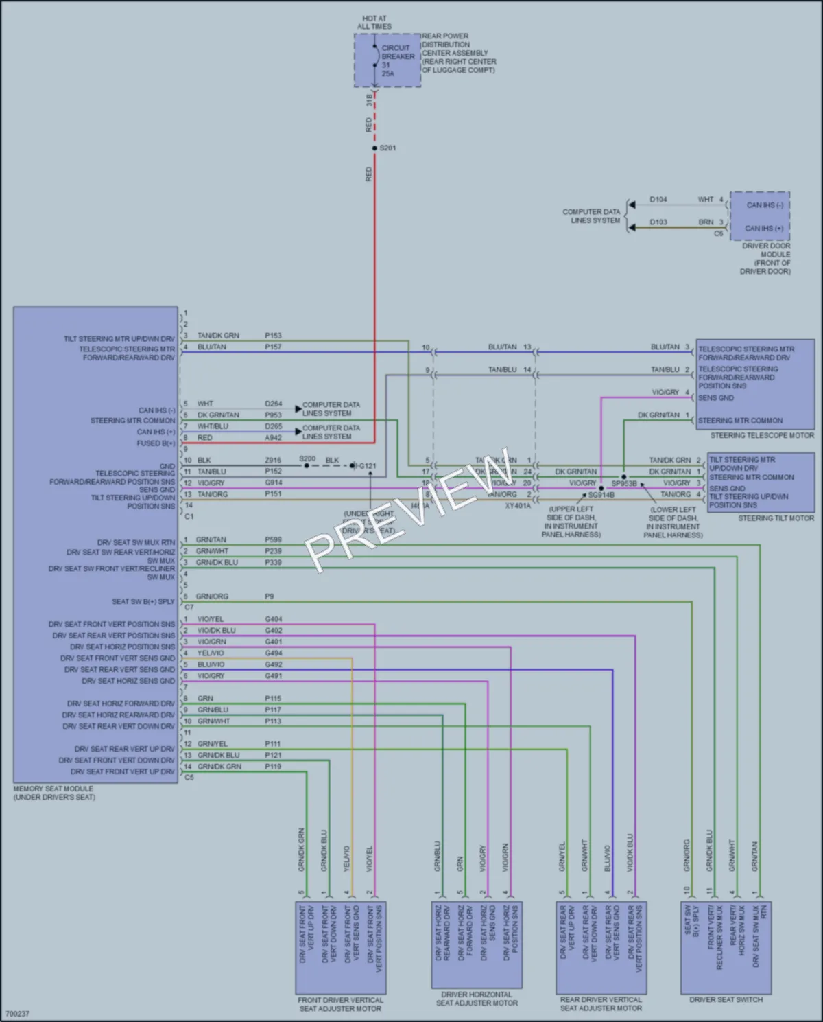 2021 Dodge Challenger Memory Systems wiring diagram preview