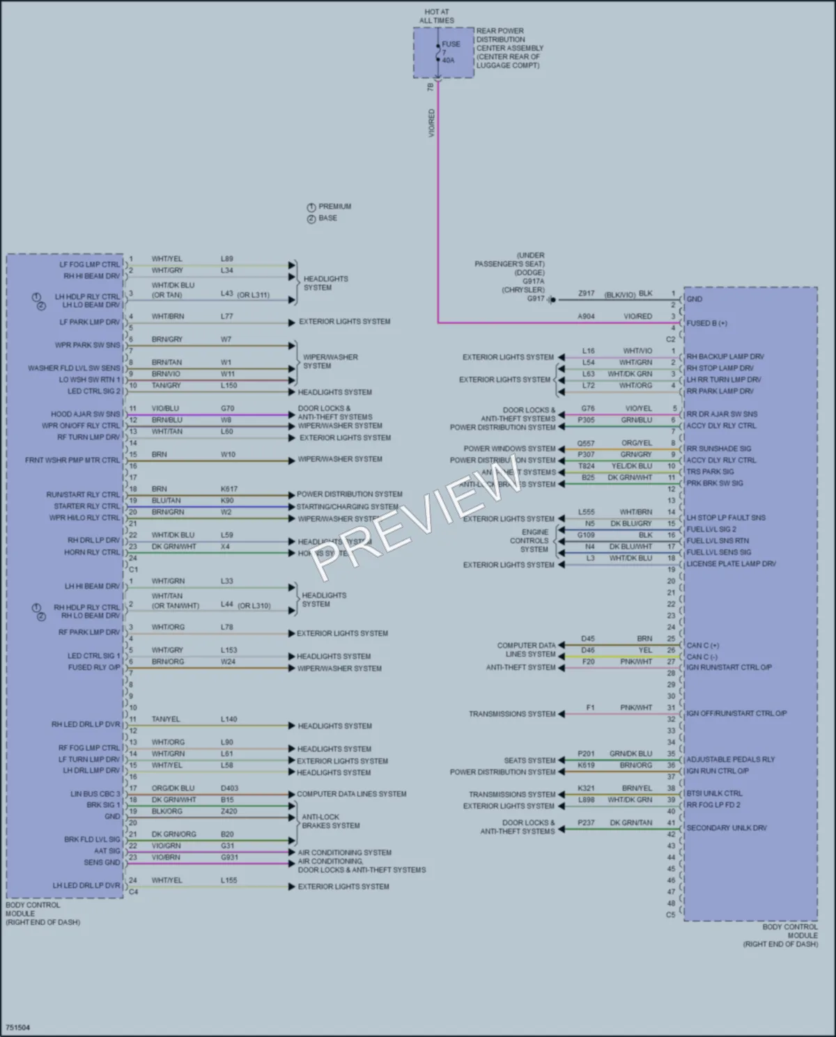 2021 Dodge Charger Body Control Modules wiring diagram preview