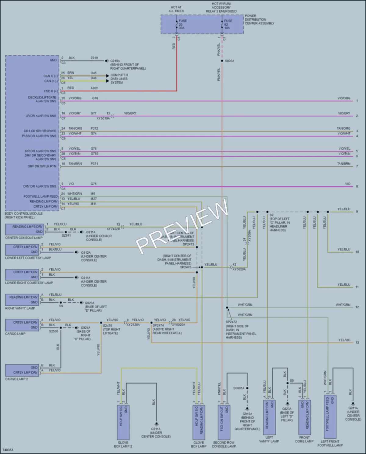 2021 Dodge Durango Interior Lights wiring diagram preview