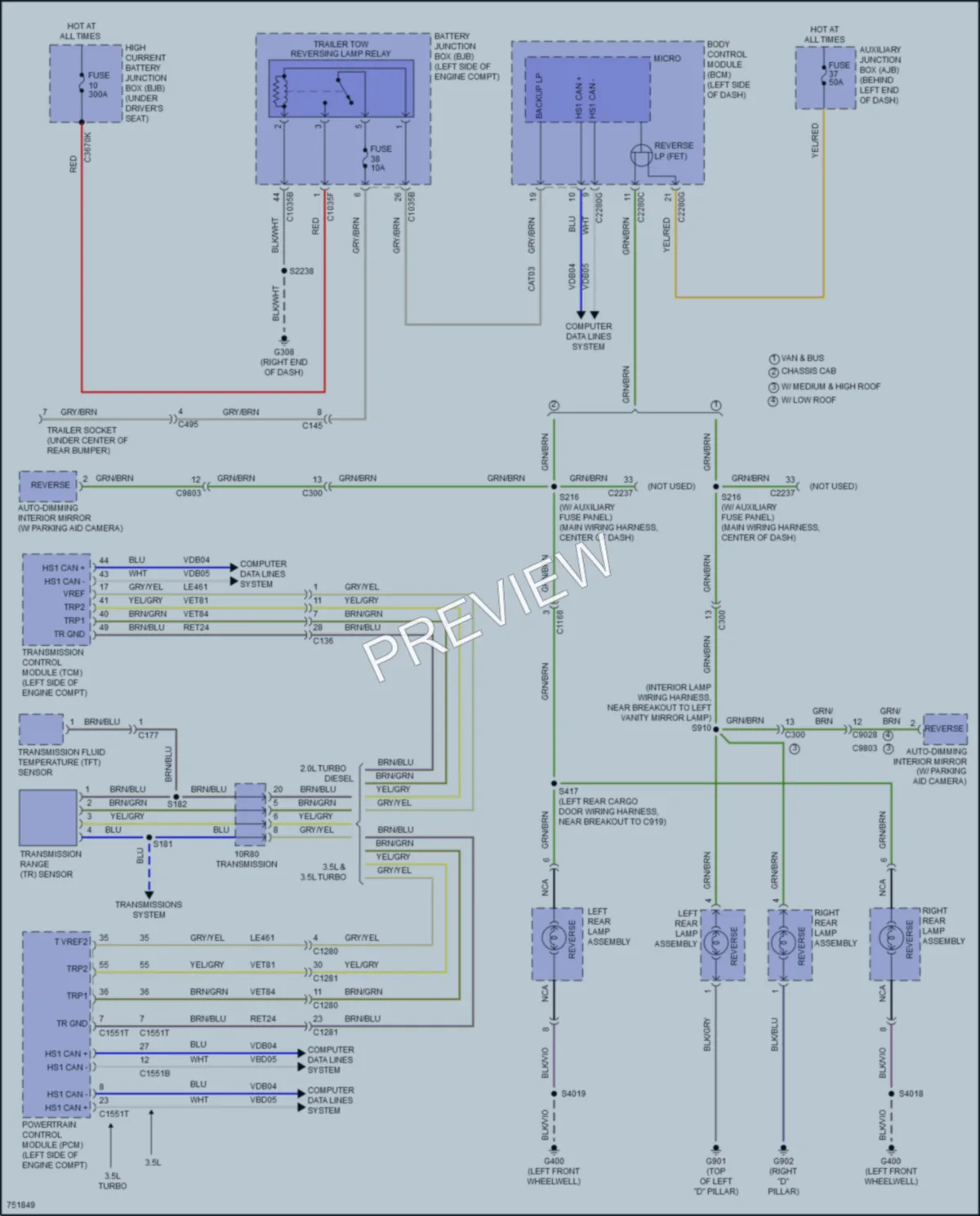 2021 Ford 150Transit Exterior Lights wiring diagram preview