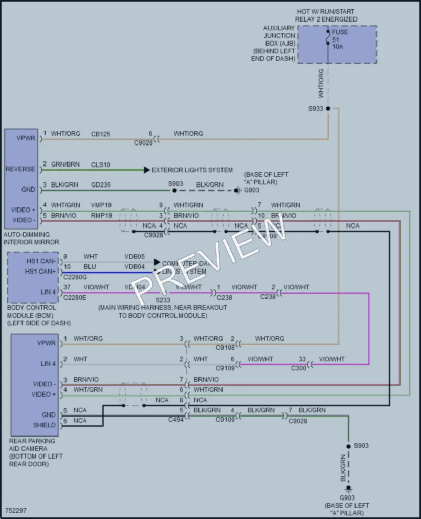 2021 Ford 150Transit Power Mirrors wiring diagram preview