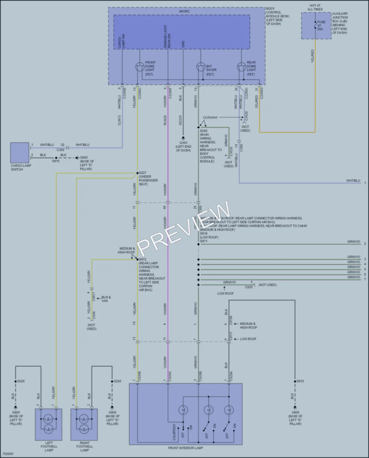 2021 Ford 250Transit Interior Lights wiring diagram preview