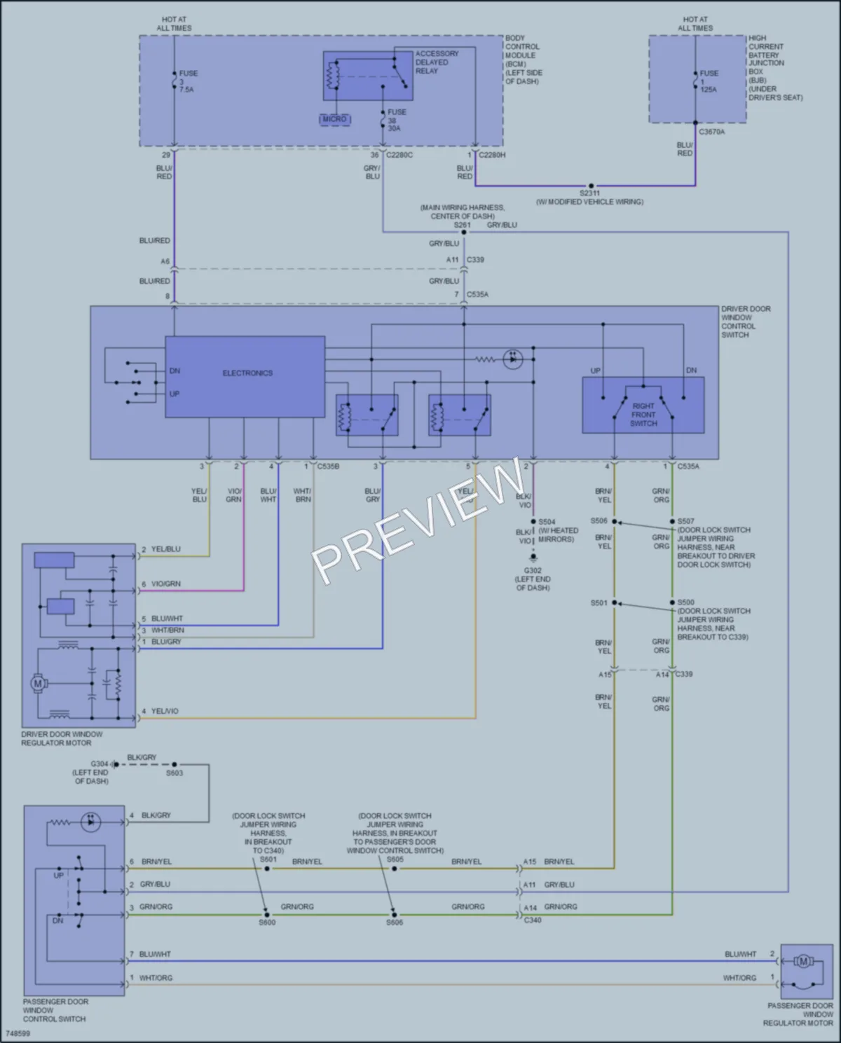 2021 Ford 250Transit Power Windows wiring diagram preview