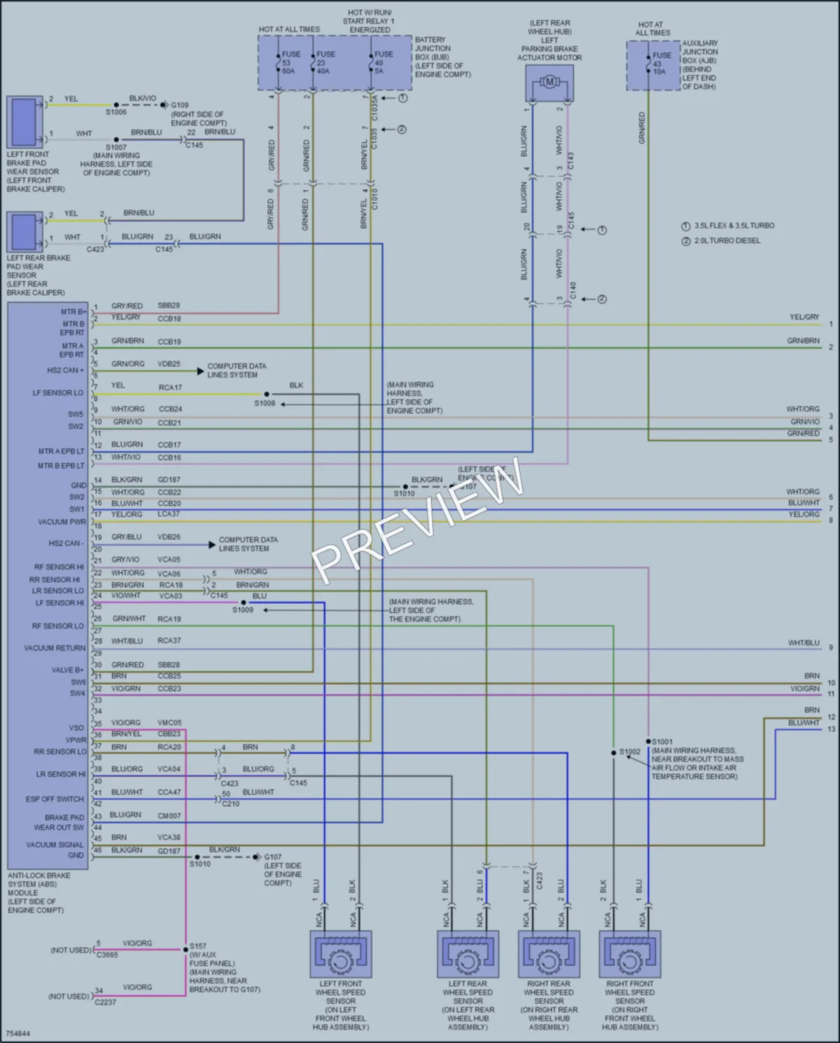 2021 Ford 350HDTransit Anti Lock Brakes wiring diagram preview