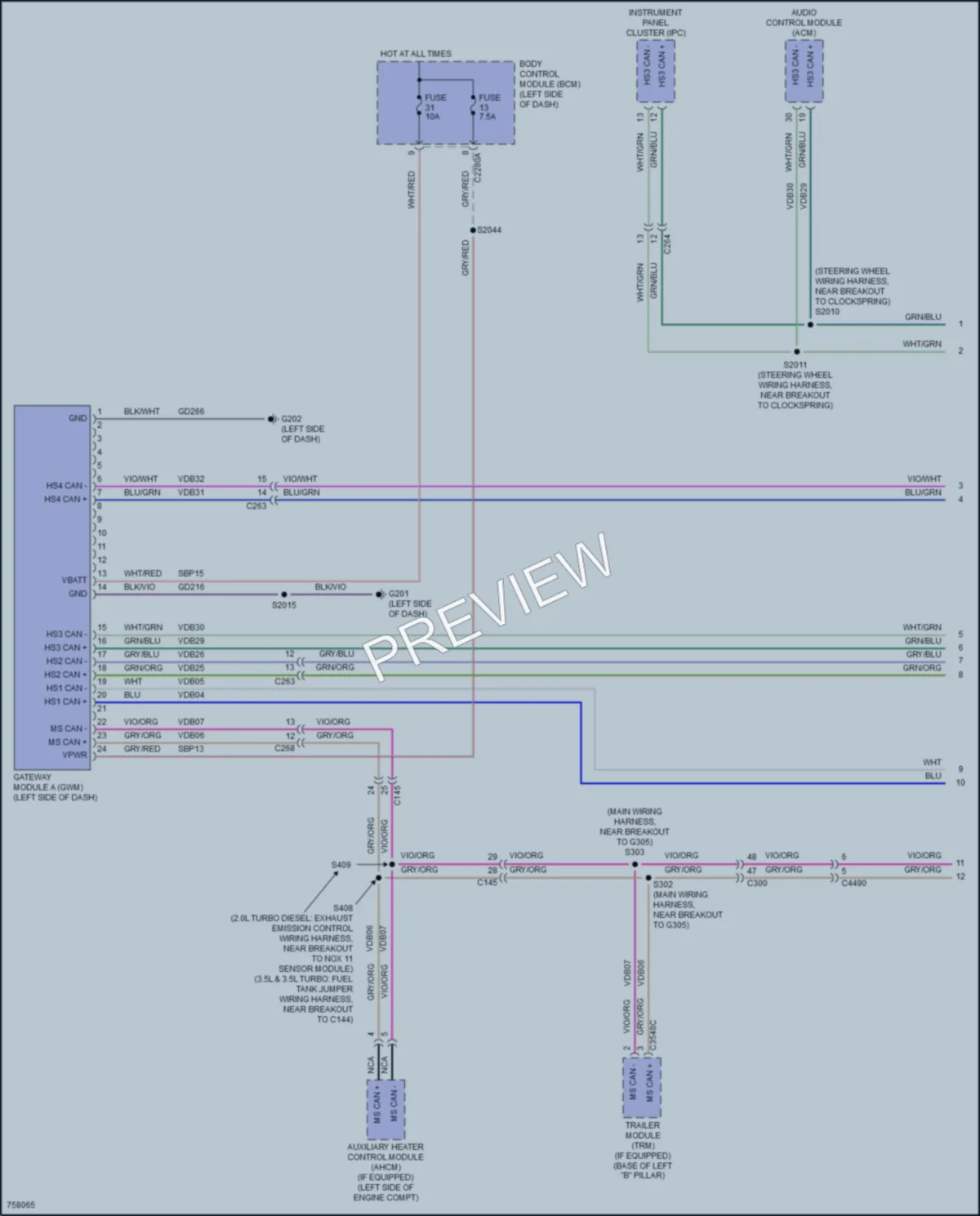2021 Ford 350Transit Computer Data Lines wiring diagram preview