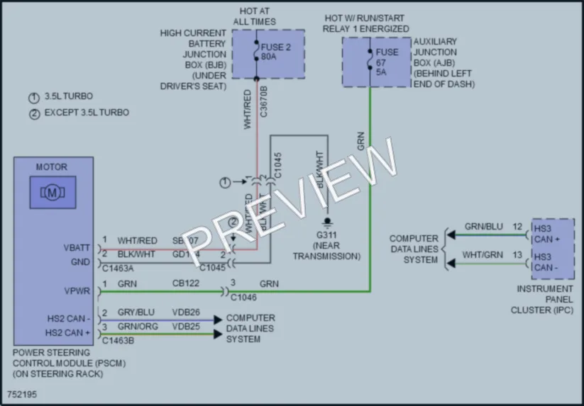 2021 Ford 350Transit Electronic Power Steering wiring diagram preview