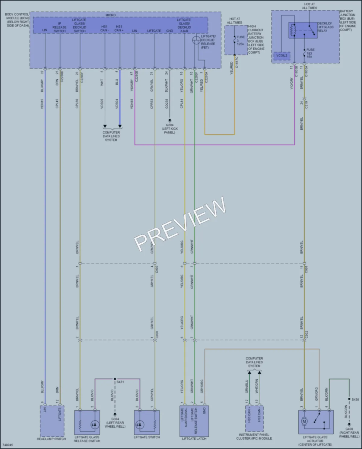 2021 Ford BroncoSport Trunk Tailgate Fuel Door wiring diagram preview