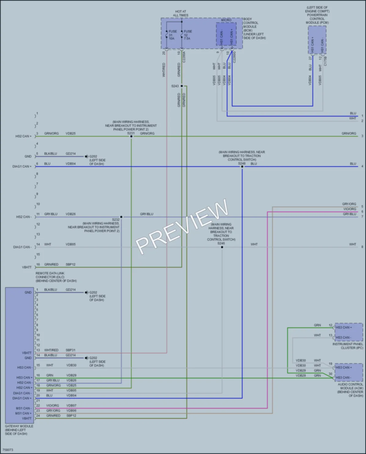 2021 Ford E350Econoline Computer Data Lines wiring diagram preview