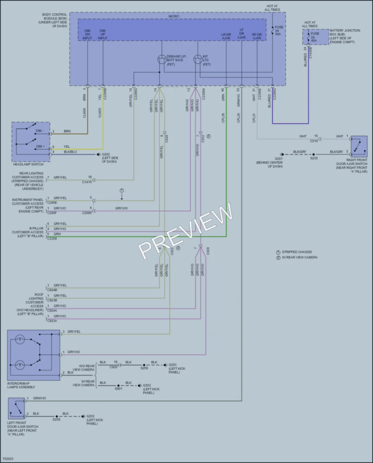 2021 Ford E350Econoline Interior Lights wiring diagram preview