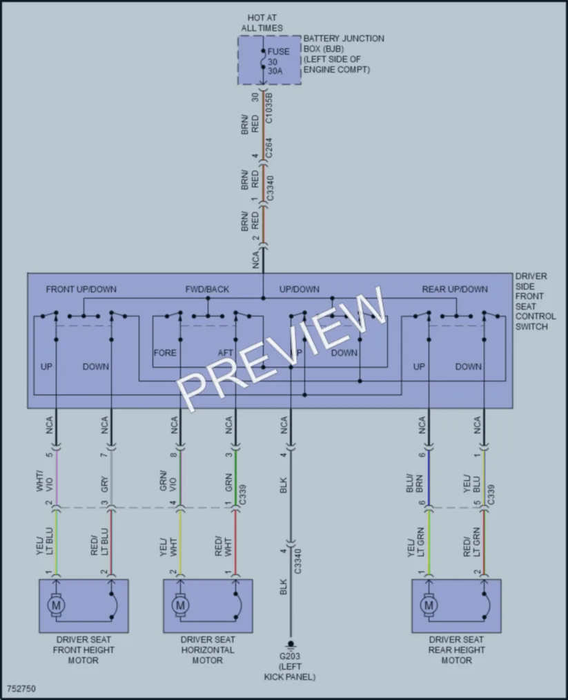 2021 Ford E350Econoline Power Seats wiring diagram preview