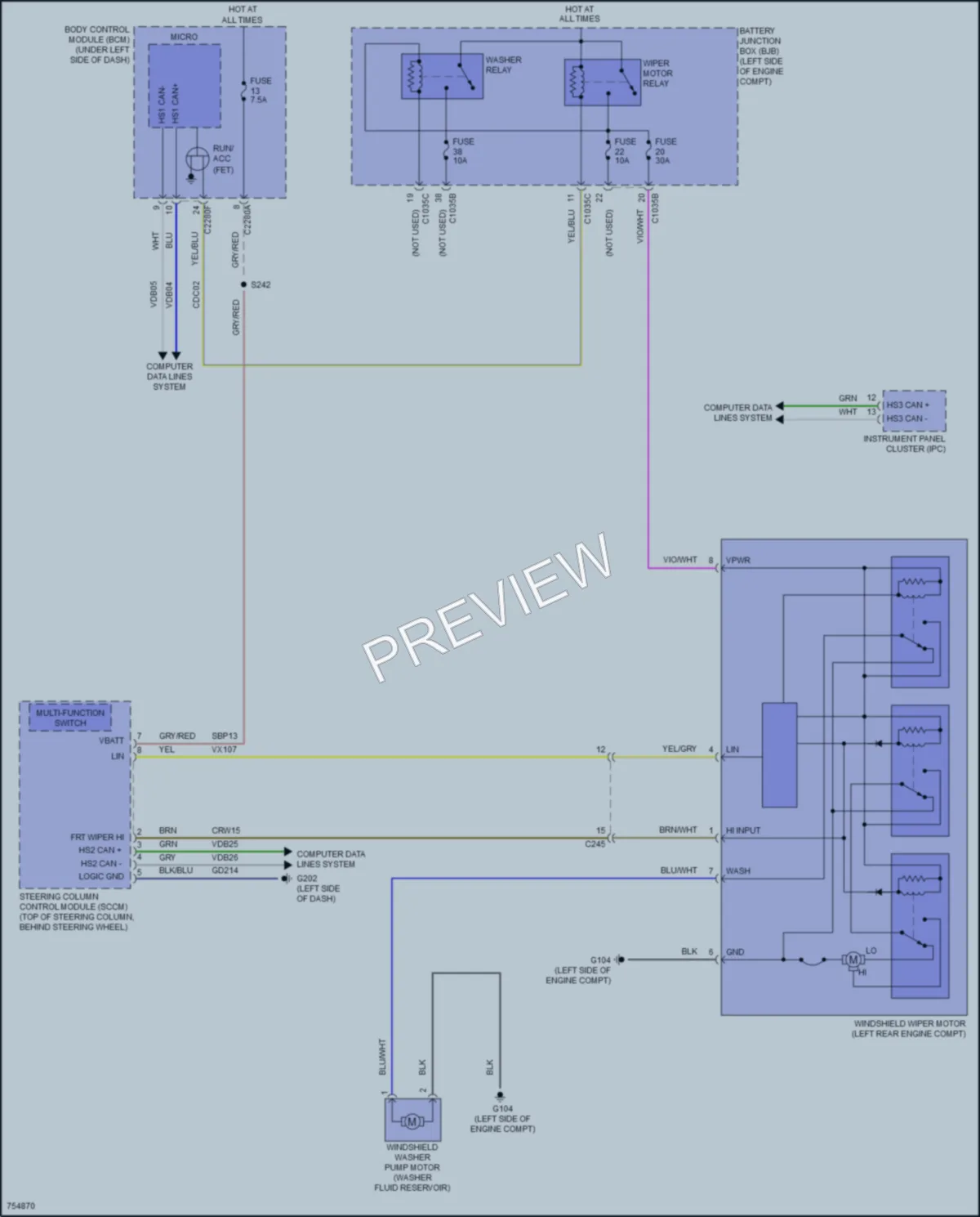 2021 Ford E350Econoline Wiper Washer wiring diagram preview