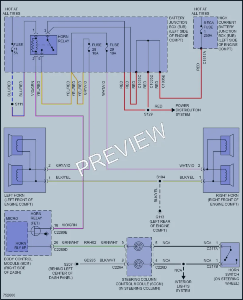 2021 Ford EcoSport Horn wiring diagram preview