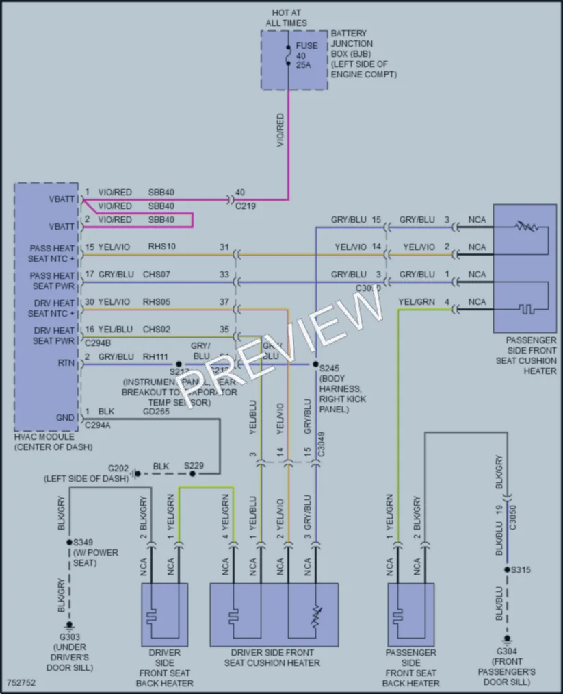 2021 Ford EcoSport Power Seats wiring diagram preview