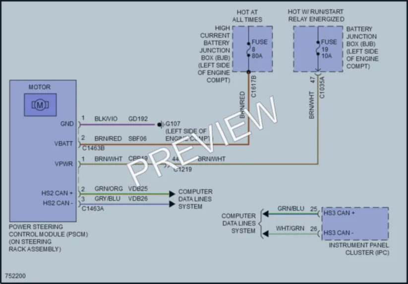 2021 Ford Edge Electronic Power Steering wiring diagram preview