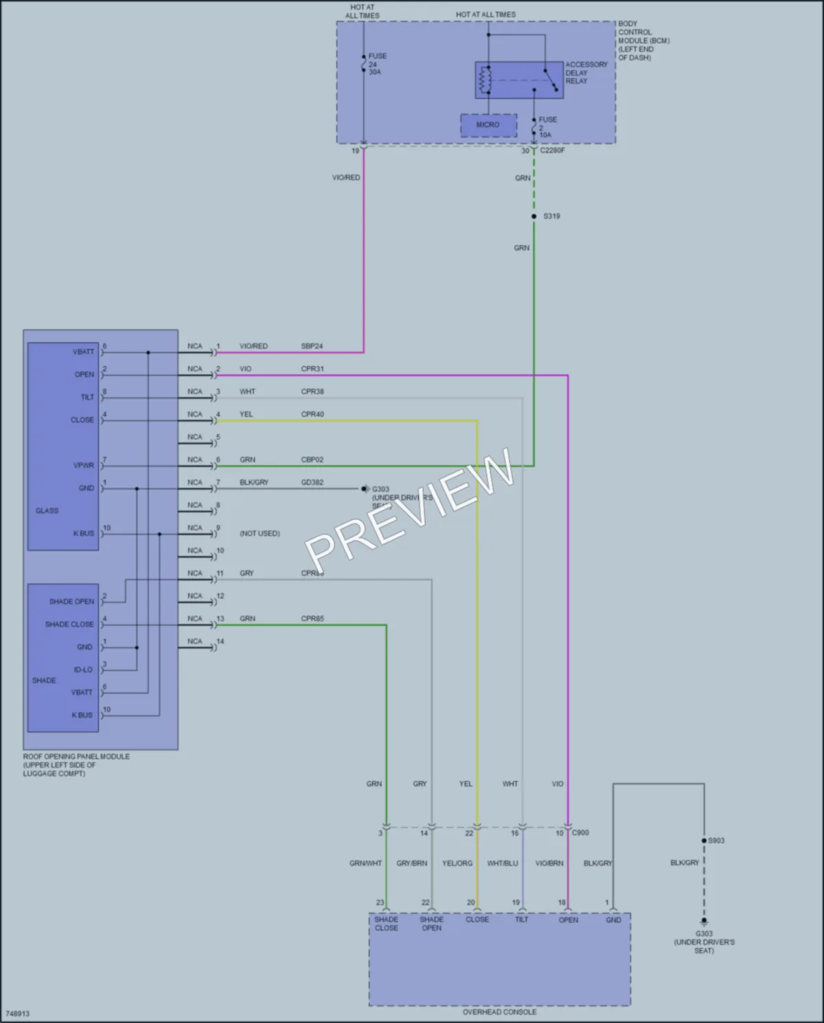 2021 Ford Edge Power Top Sunroof wiring diagram preview
