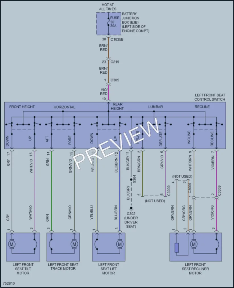 2021 Ford Escape Power Seats wiring diagram preview