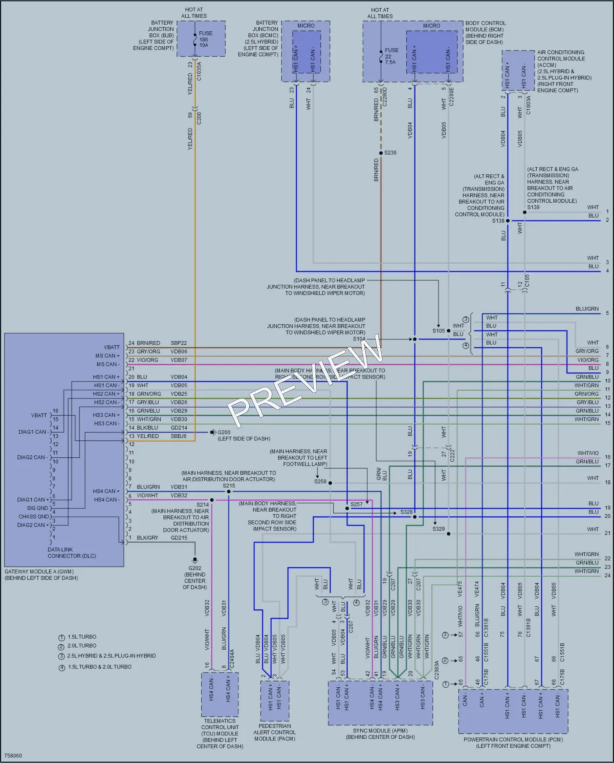 2021 Ford EscapeHybrid Computer Data Lines wiring diagram preview