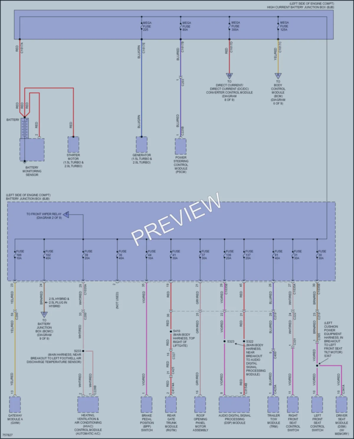 2021 Ford EscapeHybrid Power Distribution wiring diagram preview