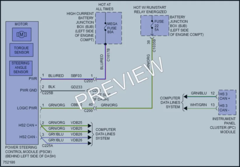2021 Ford EscapePlugIn Electronic Power Steering wiring diagram preview