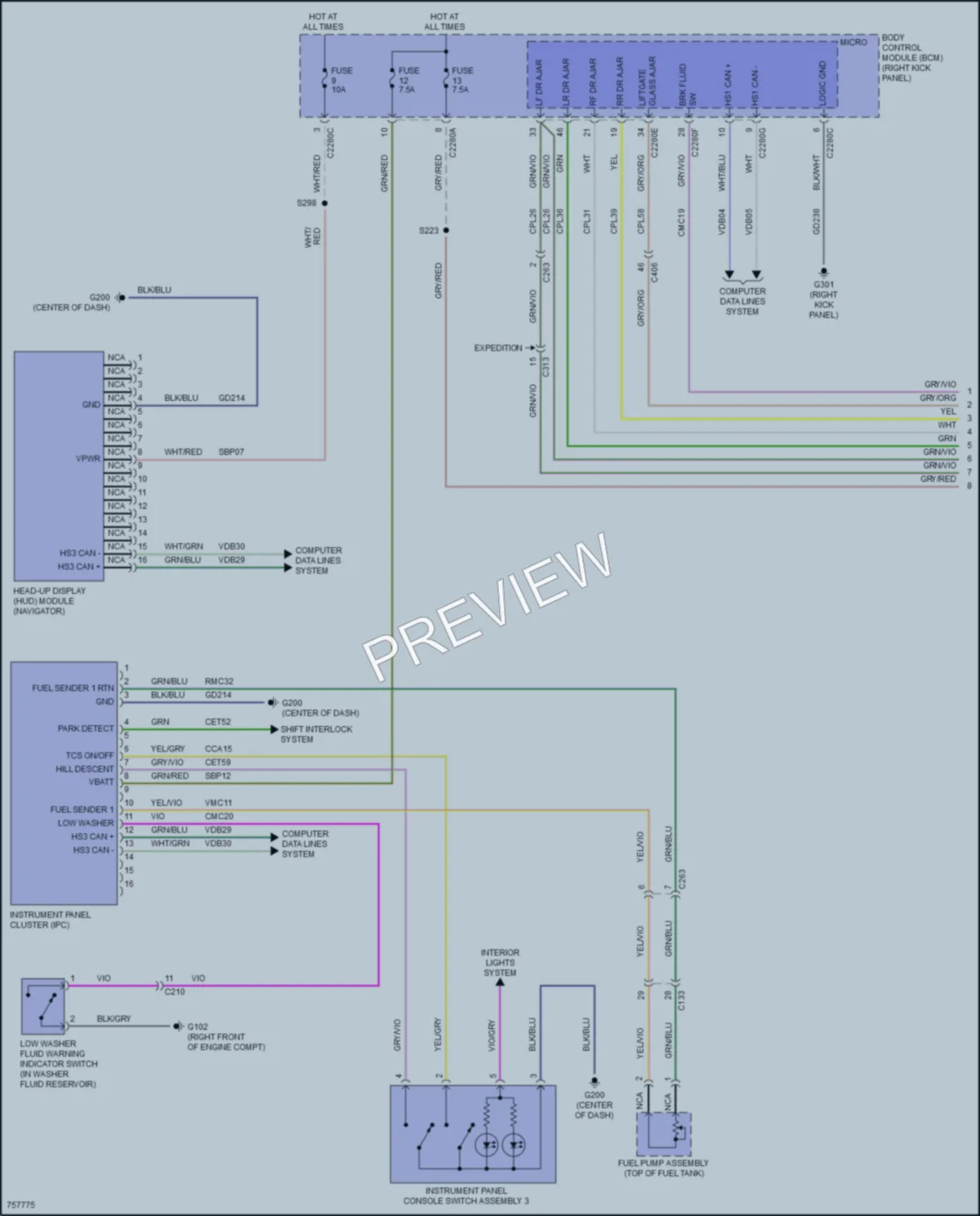 2021 Ford Expedition Instrument Cluster wiring diagram preview