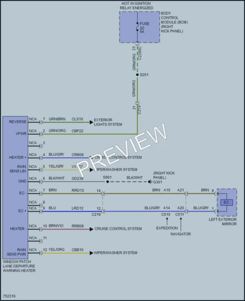 2021 Ford Expedition Power Mirrors wiring diagram preview