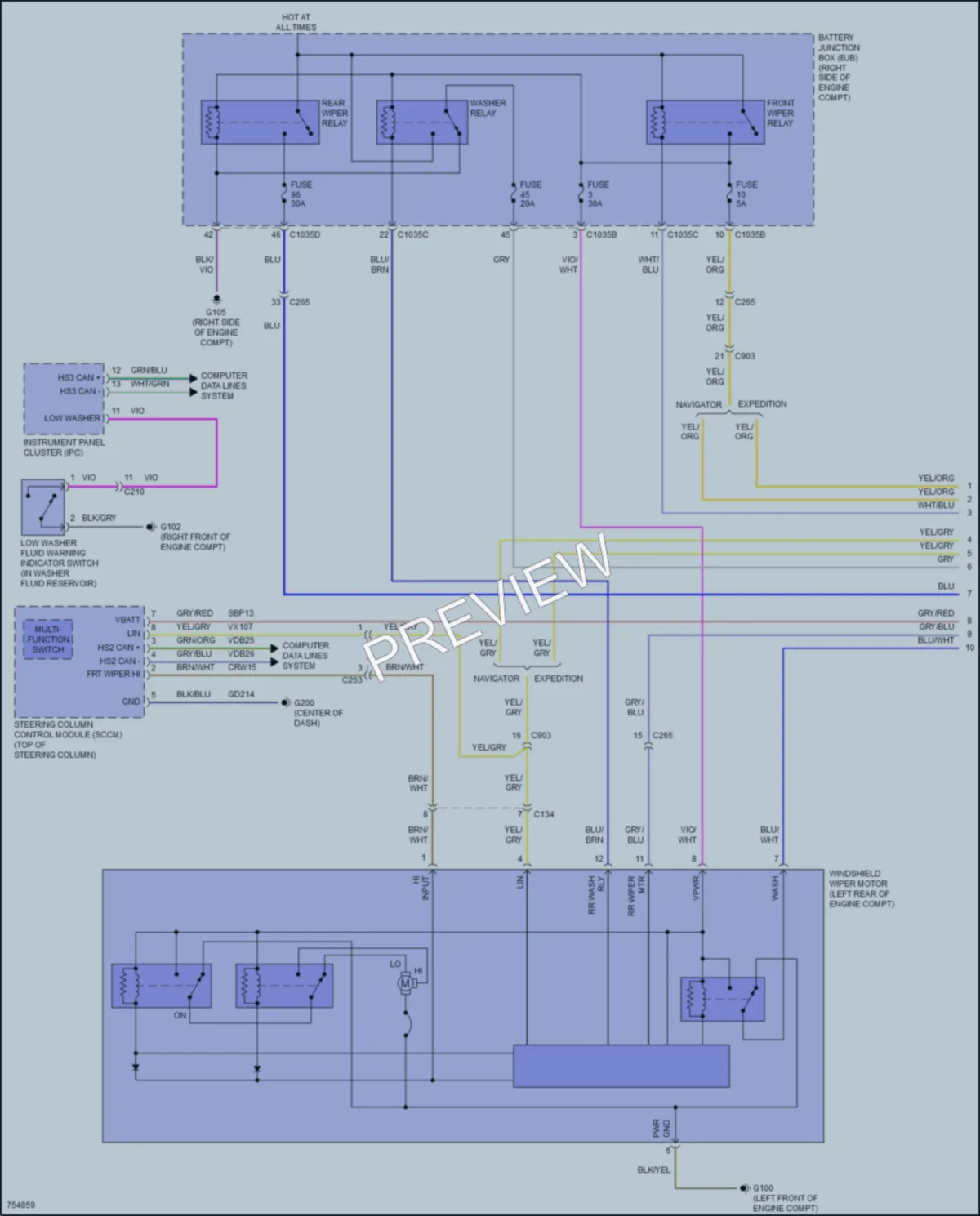2021 Ford ExpeditionMAX Wiper Washer wiring diagram preview