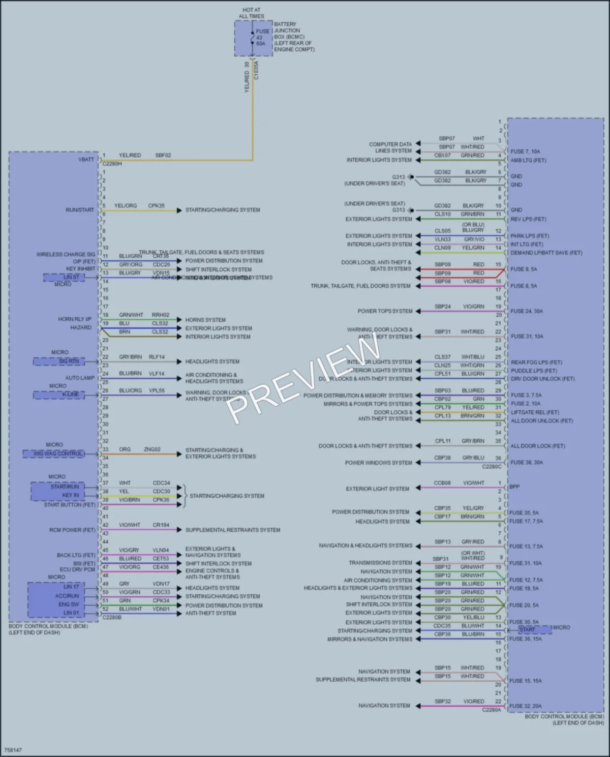 2021 Ford Explorer Body Control Modules wiring diagram preview