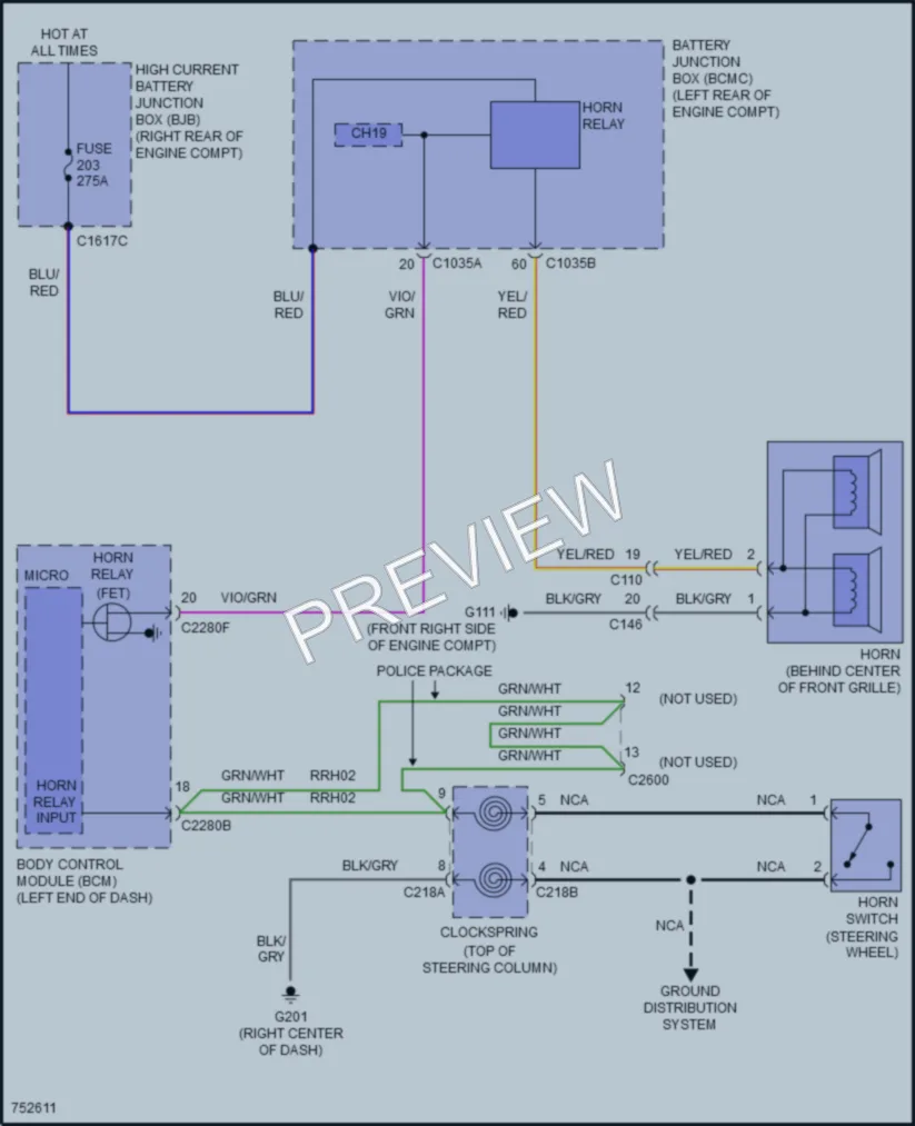 2021 Ford Explorer Horn wiring diagram preview
