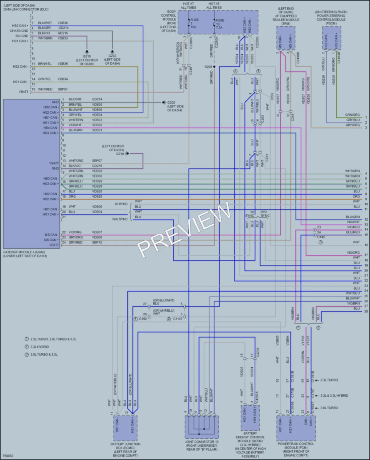 2021 Ford ExplorerHybrid Computer Data Lines wiring diagram preview