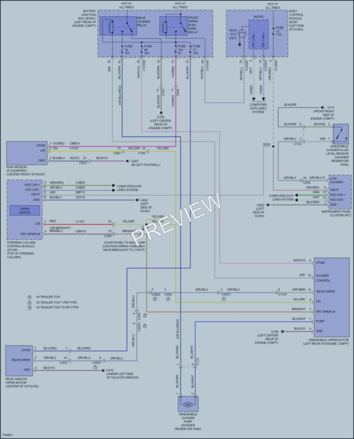 2021 Ford ExplorerHybrid Wiper Washer wiring diagram preview