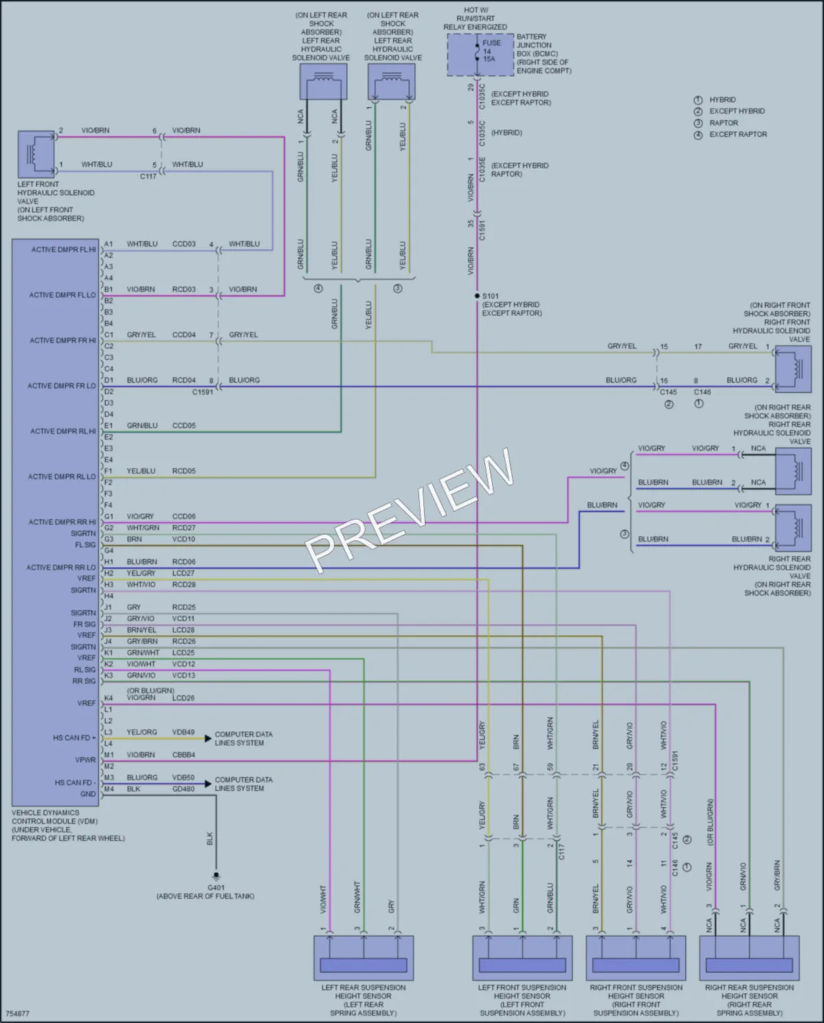 2021 Ford F150Hybrid Electronic Suspension wiring diagram preview