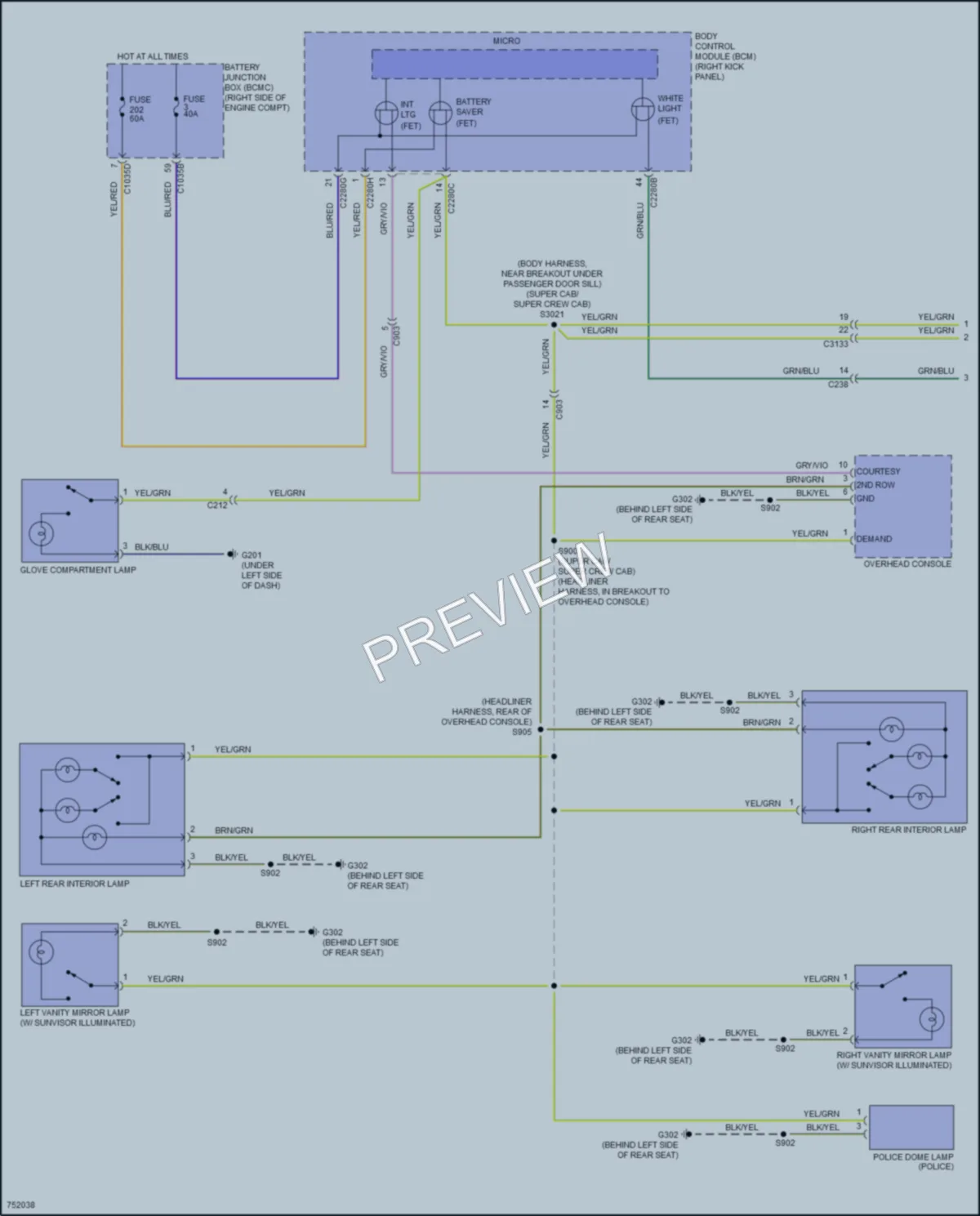 2021 Ford F150Hybrid Interior Lights wiring diagram preview