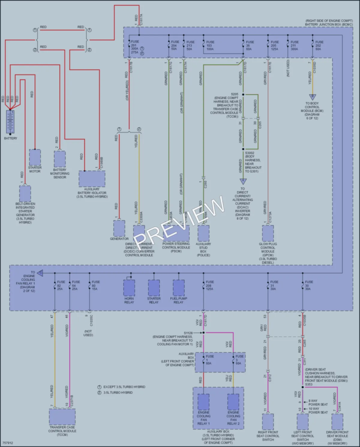 2021 Ford F150Hybrid Power Distribution wiring diagram preview