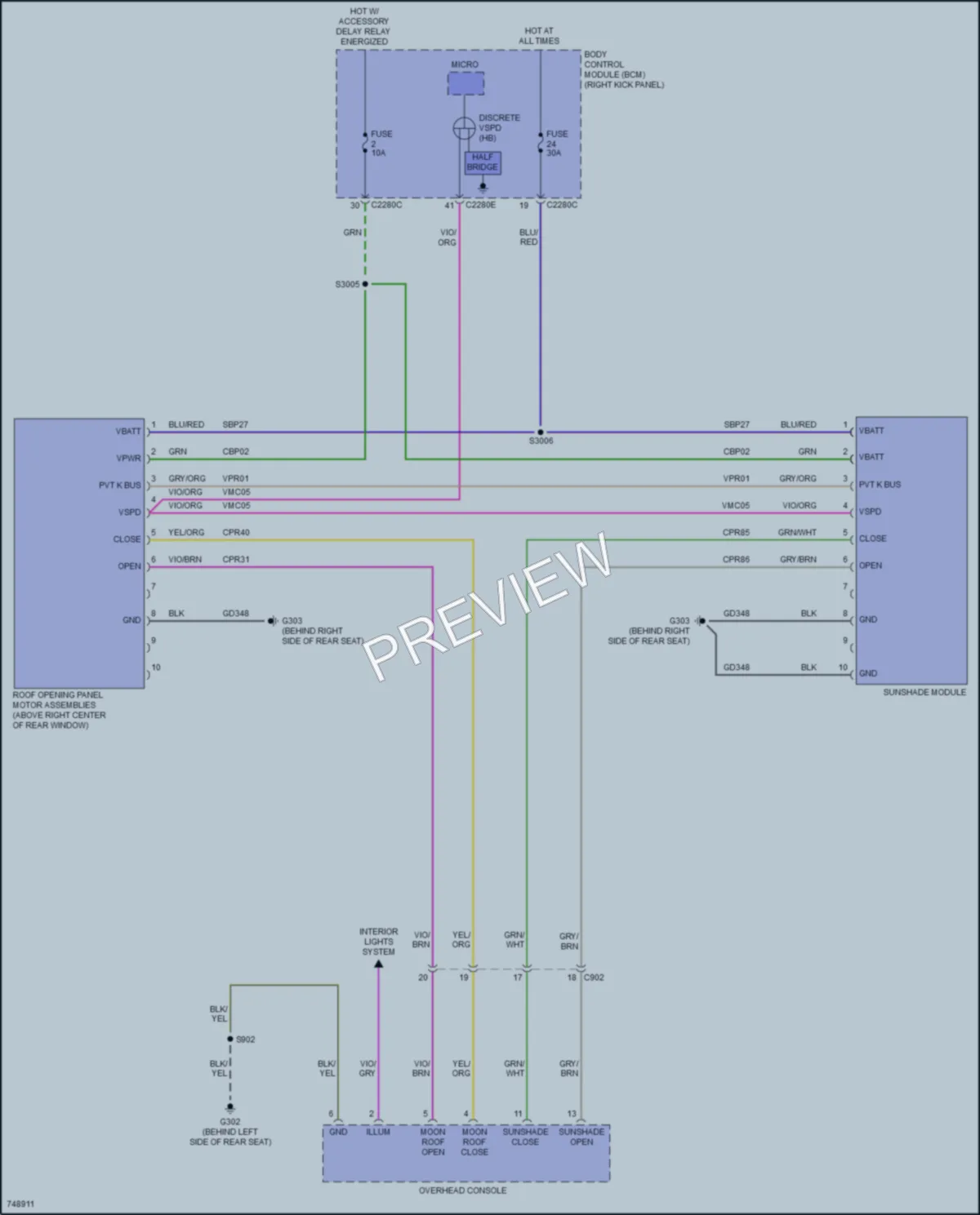 2021 Ford F150Hybrid Power Top Sunroof wiring diagram preview