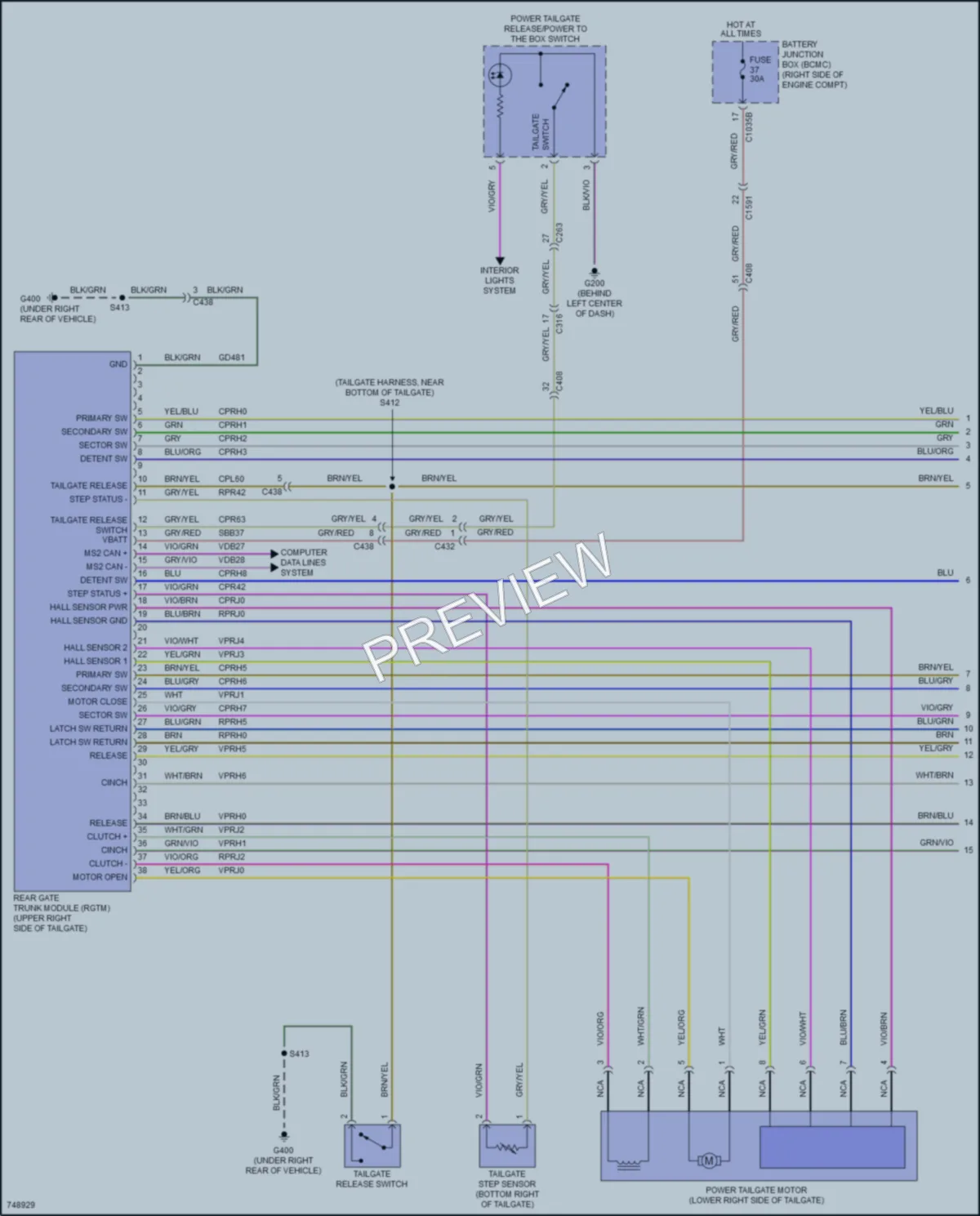 2021 Ford F150Hybrid Trunk Tailgate Fuel Door wiring diagram preview