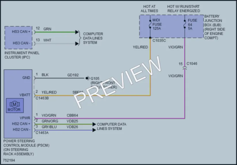 2021 Ford Mustang Electronic Power Steering wiring diagram preview