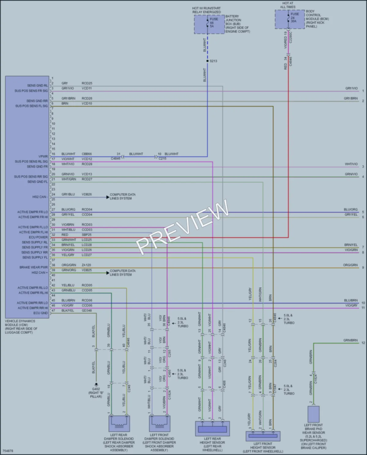 2021 Ford Mustang Electronic Suspension wiring diagram preview