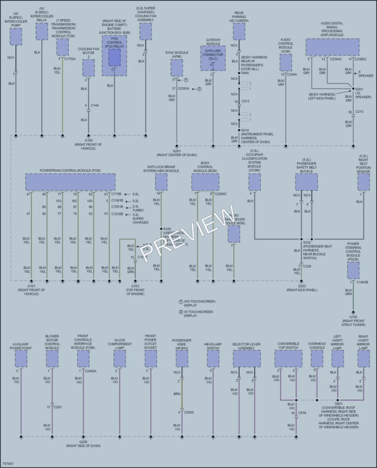 2021 Ford Mustang Ground Distribution wiring diagram preview