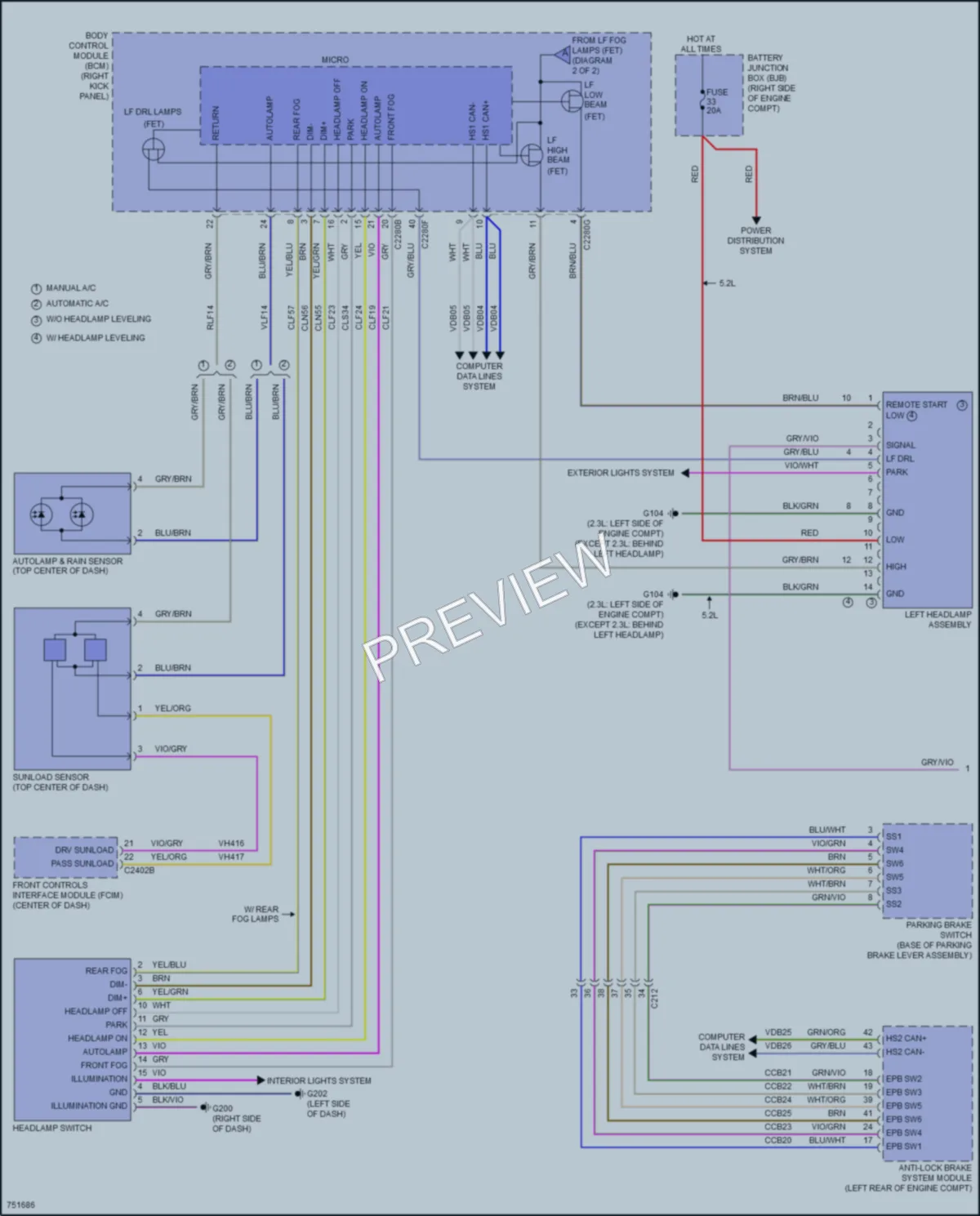 2021 Ford Mustang Headlights wiring diagram preview