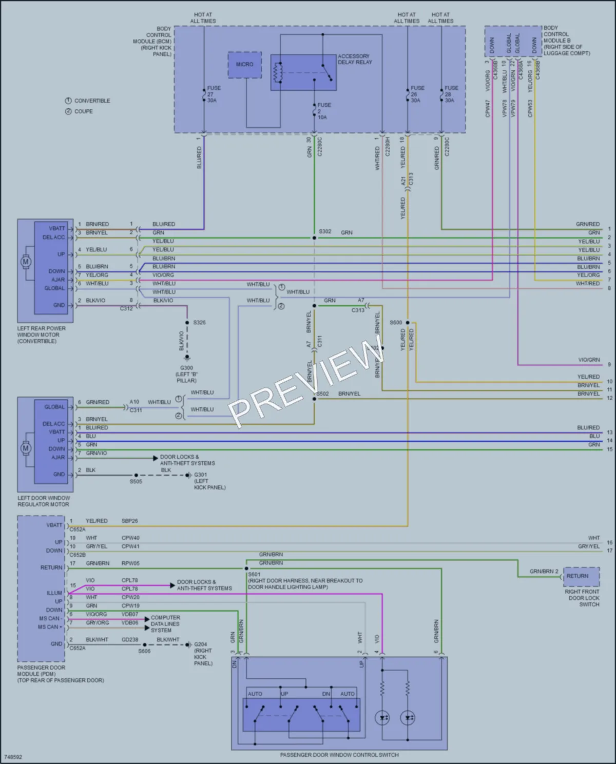 2021 Ford Mustang Power Windows wiring diagram preview