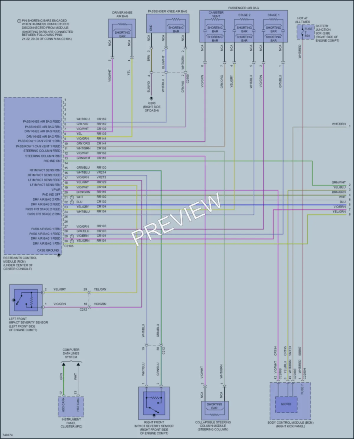2021 Ford Mustang Supplemental Restraints wiring diagram preview
