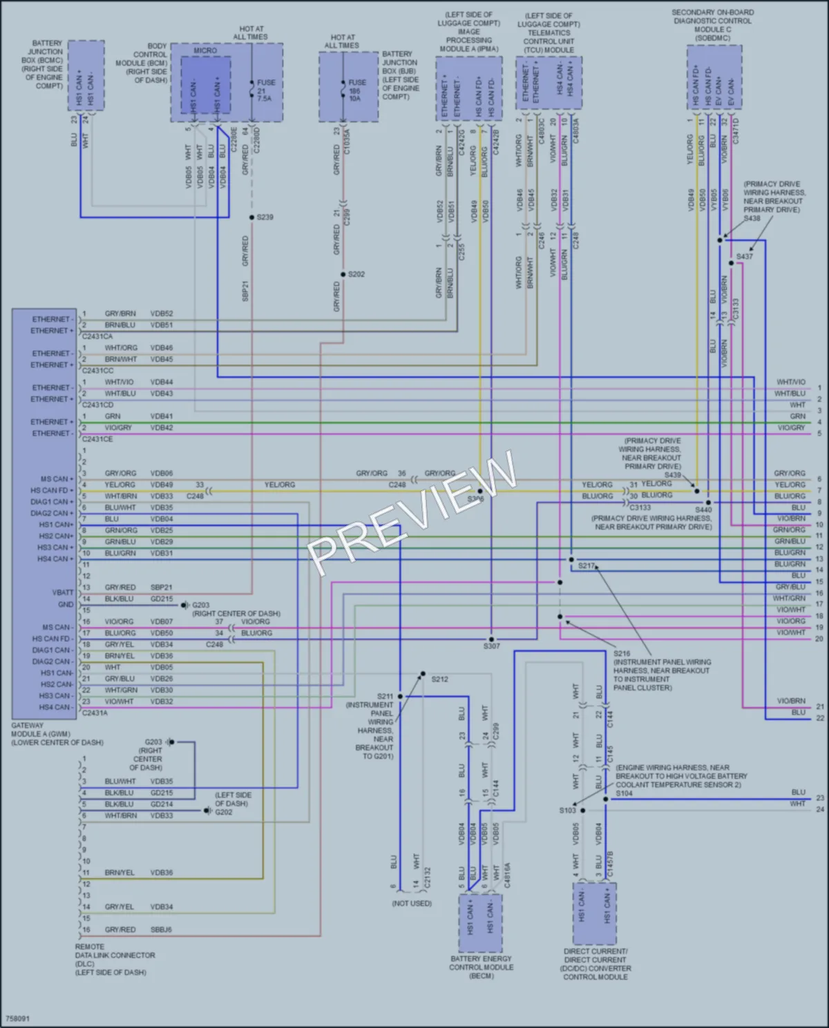 2021 Ford MustangMachE Computer Data Lines wiring diagram preview