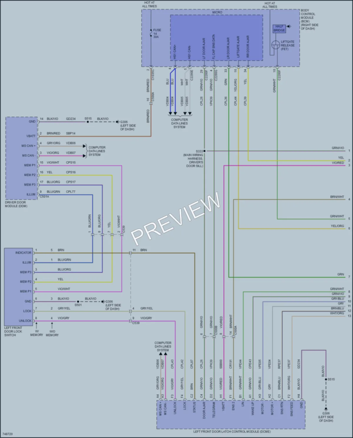 2021 Ford MustangMachE Power Door Locks wiring diagram preview
