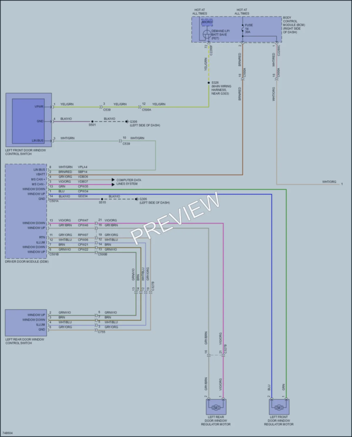 2021 Ford MustangMachE Power Windows wiring diagram preview