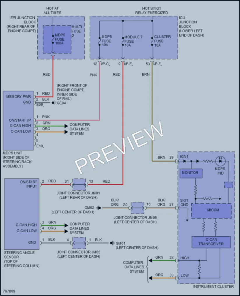 2021 Genesis G70 Electronic Power Steering wiring diagram preview
